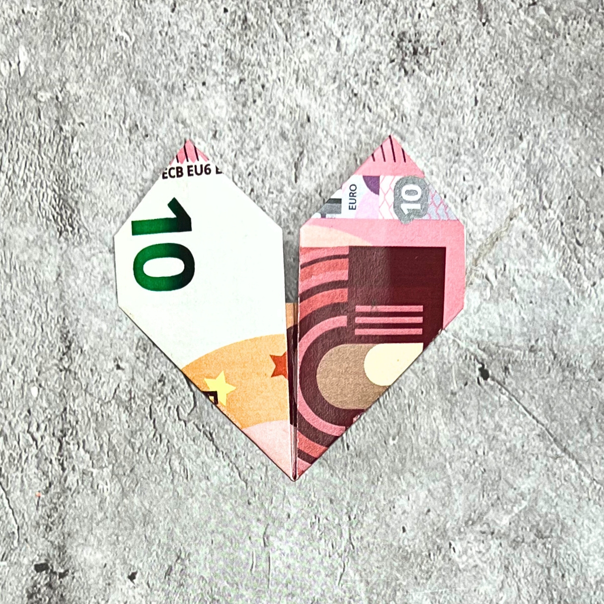 geldscheine falten herz 20 euro